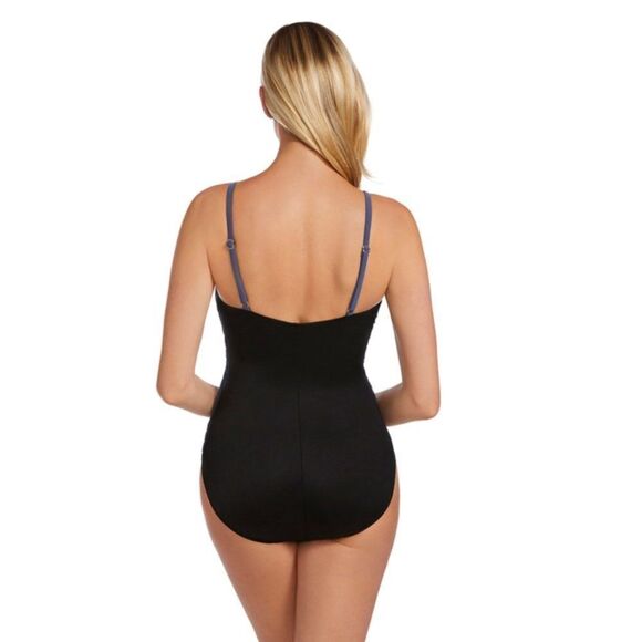 Magicsuit By Miraclesuit Lisa One-Piece
Swimsuit Grey Black Size 16 - Picture 2 of 11
